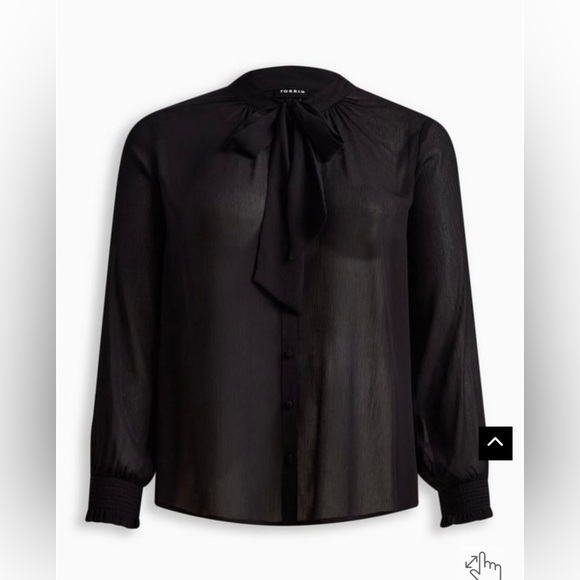 Torrid sz 4 Black Chiffon Bow Front Button-Up Blouse - Picture 5 of 10